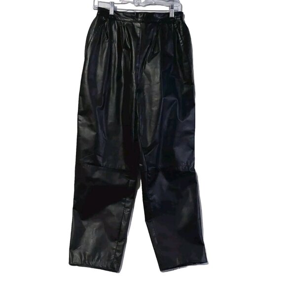 West Bay Women's Size 10 Leather Pants Black High Rise Vintage - Picture 2 of 11